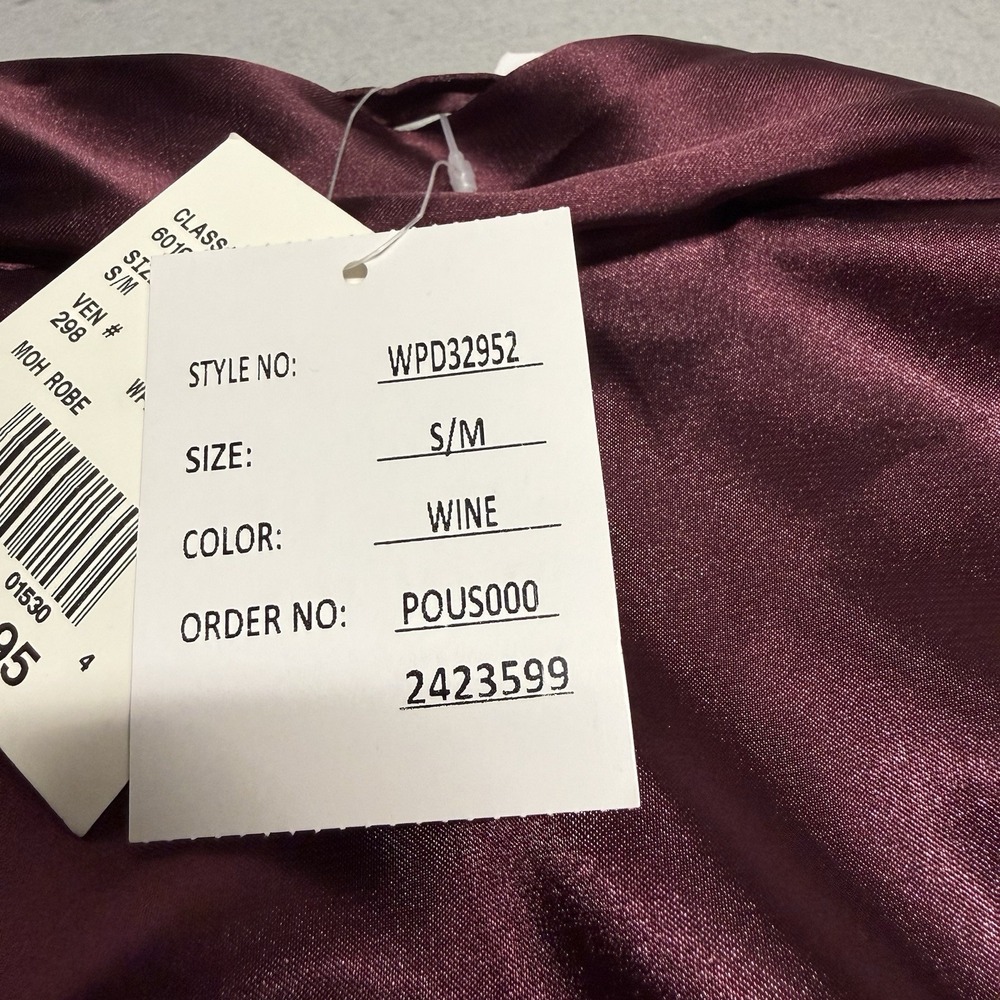 Davids Bridal Satin Silk Burgundy Maid Of Honor Robe Size S NWT - Picture 5 of 6